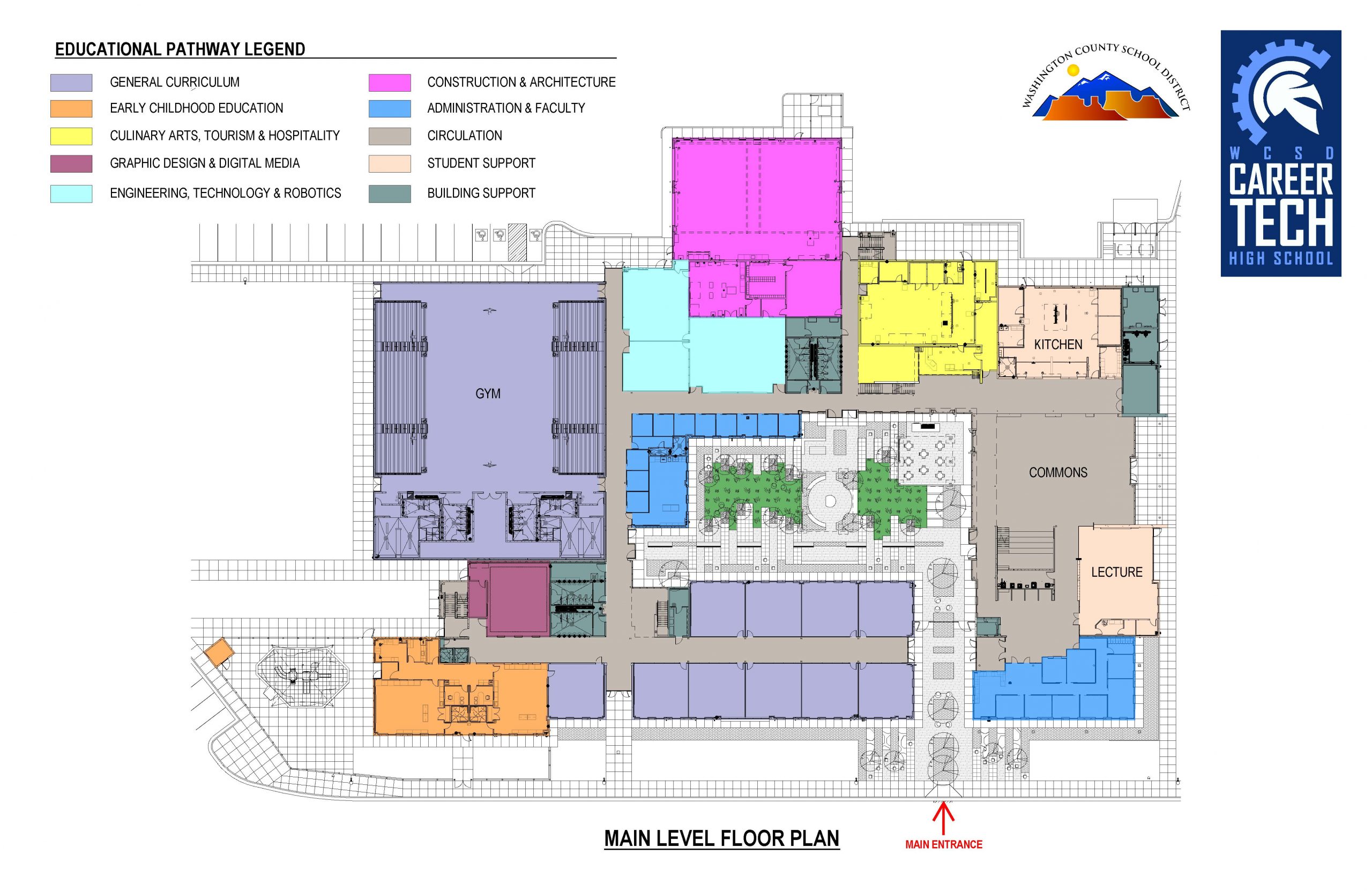 Color Coded Map of the 1st Floor of CTHS