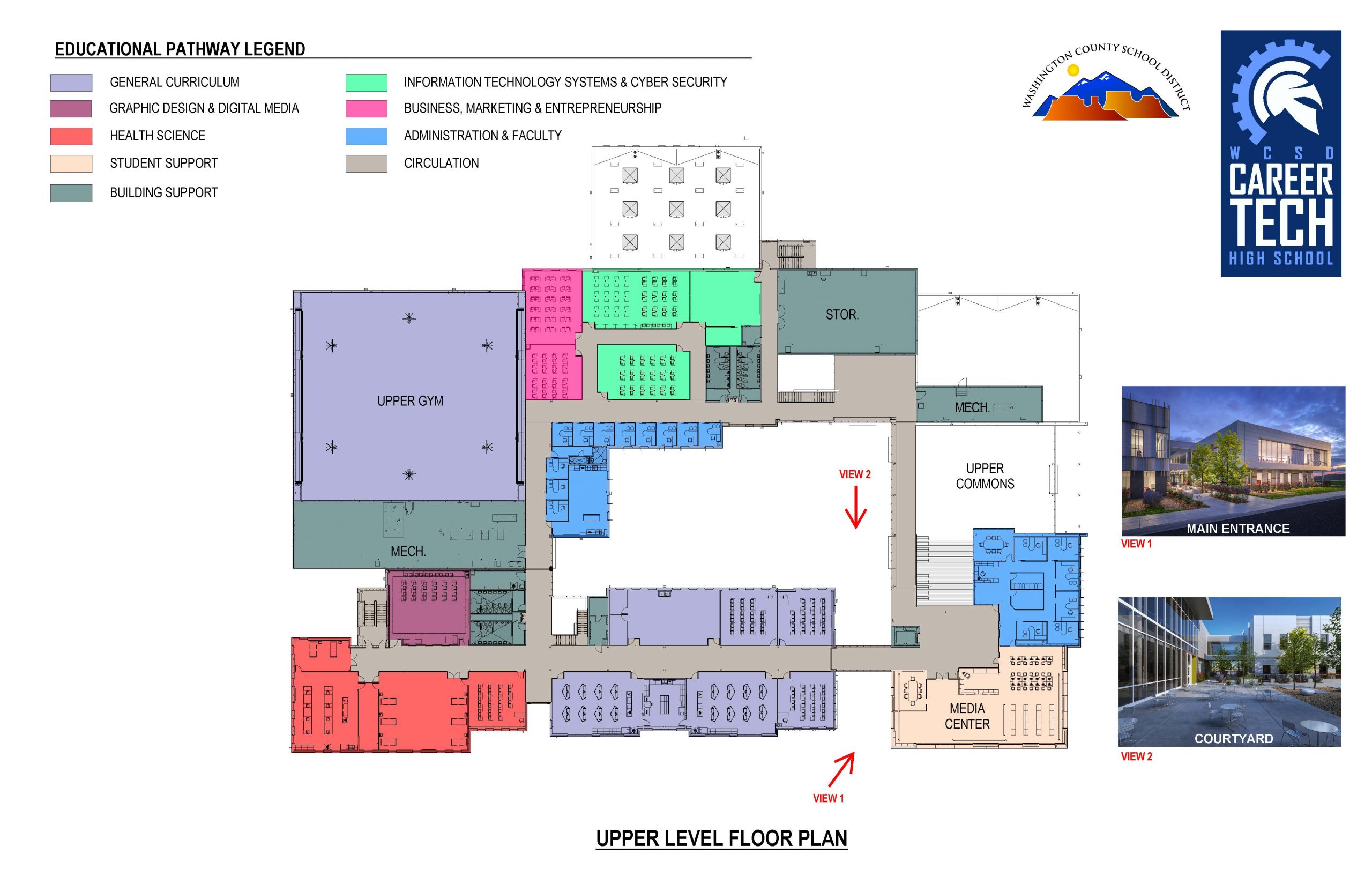 Color Coded Map of 2nd Floor of CTHS