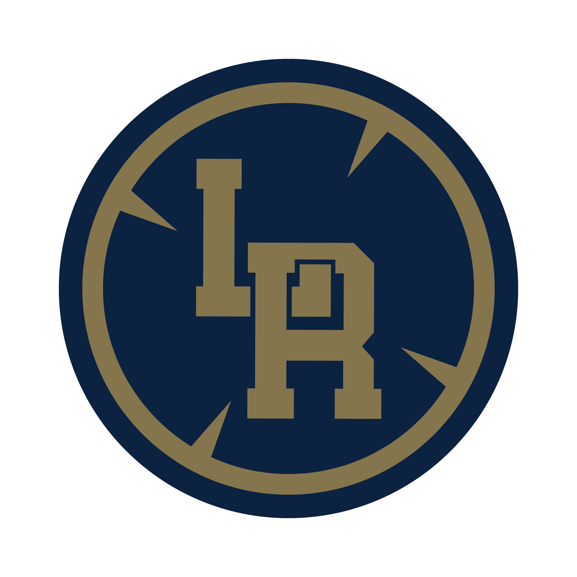 Lava Ridge Blue and gold circle with LR in the center new school logo